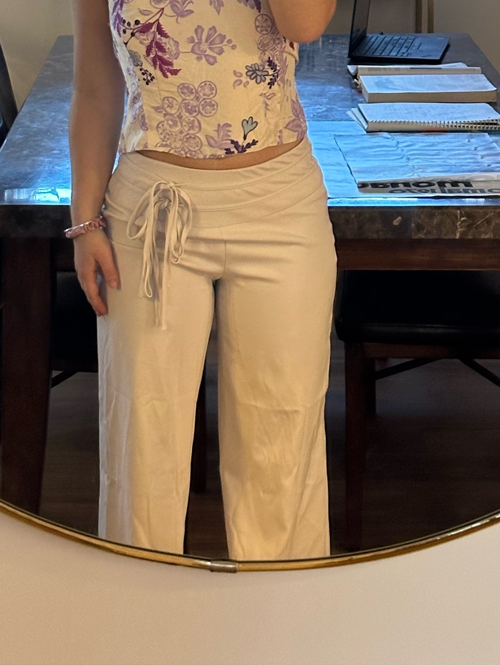 Women's Wide-Leg Trousers - Cream